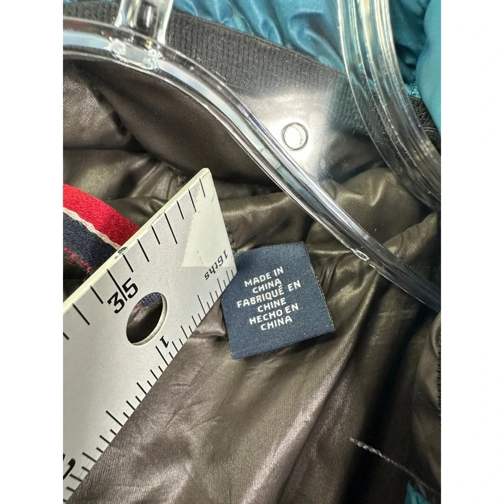 Tommy Hilfiger Men's Puffer Vest Teal‎ Blue Hooded Quilted Full Zip Size Large